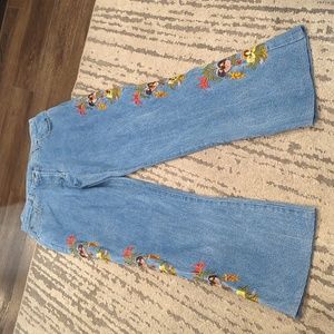 Vintage 90s Gordon Smith Floral Embroidered Light Wash Jeans